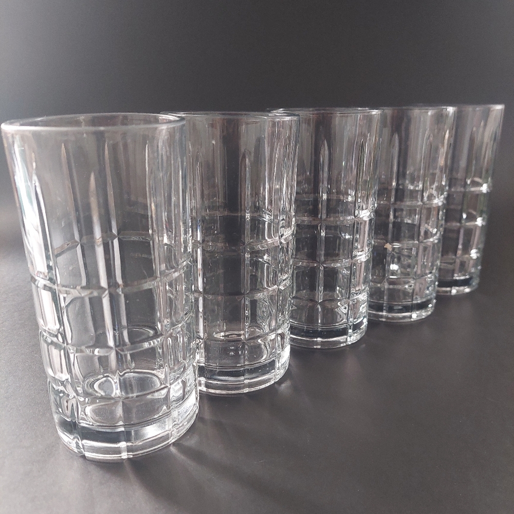 Anchor Hocking Manchester 16oz Iced Tea Glass Set of 5 Tartan Pattern